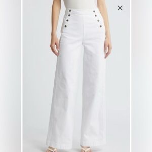NWOT  FRAME Denim Women's Sailor High Waisted Wide Leg Jeans in White Size 27